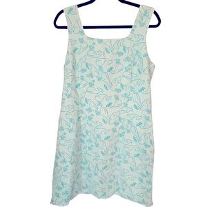 Vintage Lilly Pulitzer Mini Shift Dress Blue Whale Print Women’s 12 Resortwear
